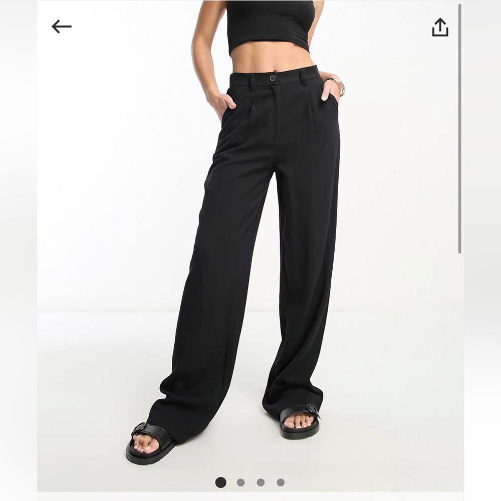 ASOS Design Tall Linen Dad Pant in Black